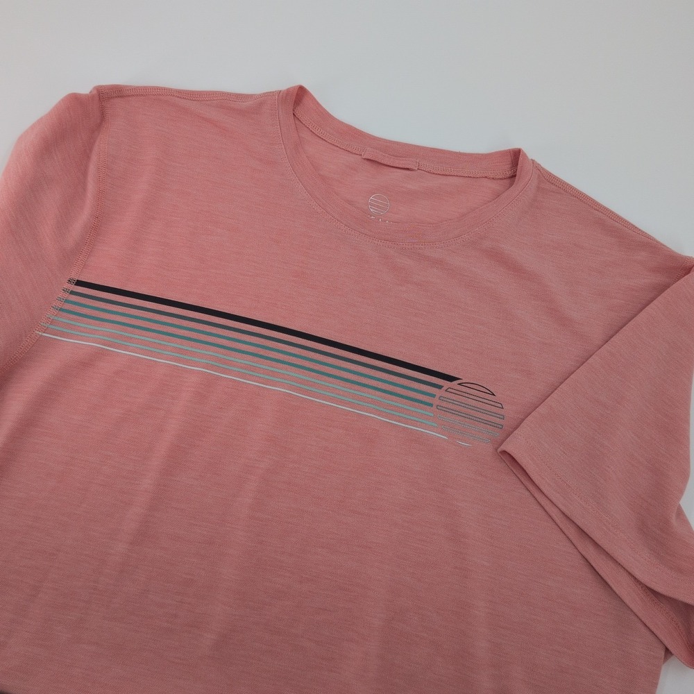 Marine Layer The Air Tee XL Peach Pink Retro Sun Stripe Crew Neck Graphic T-Shrt